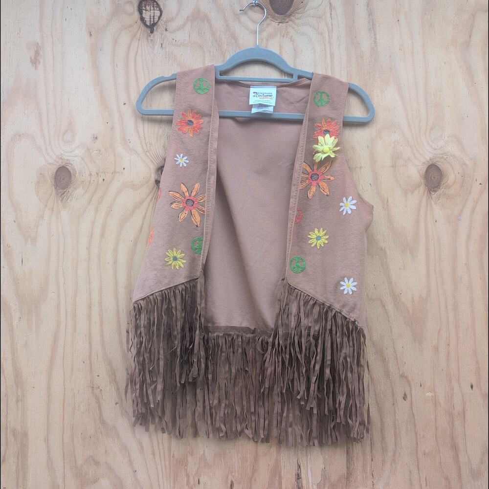 California Costume Indian Fringe Halloween Thanksgiving Costume Vest Jr 7-9